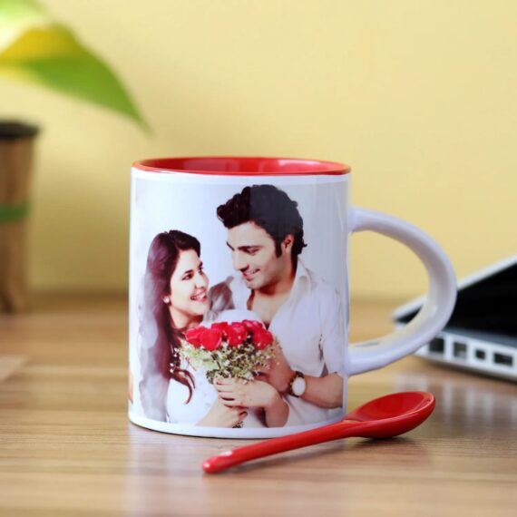 Customised love mug with attached spoon