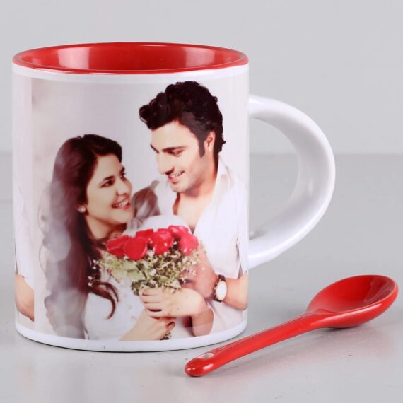 Customised love mug with attached spoon