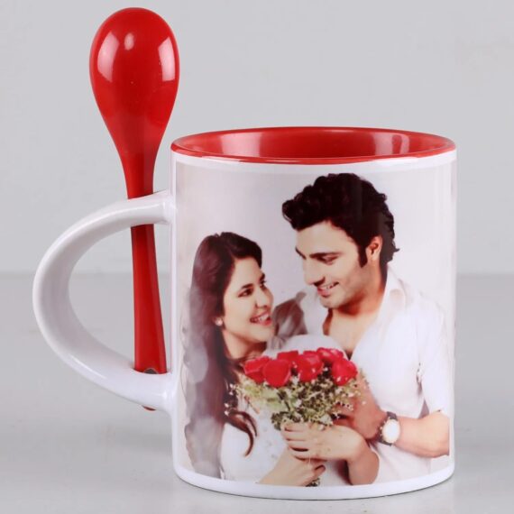 Customised love mug with attached spoon