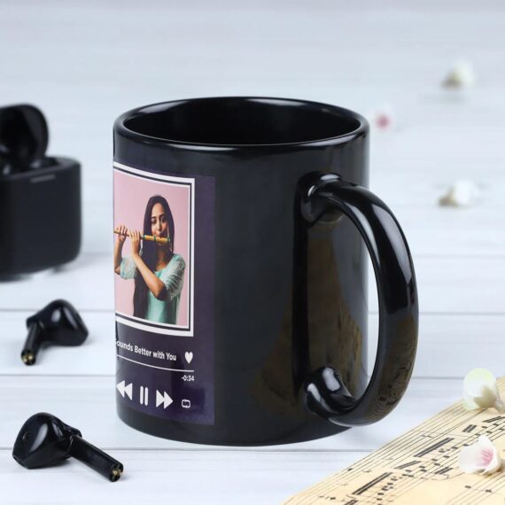 Customised Spotify black ceramic mug