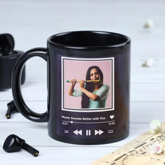 Customised Spotify black ceramic mug