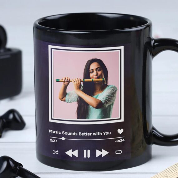 Customised Spotify black ceramic mug