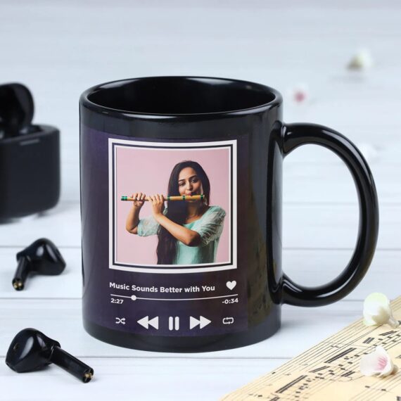 Customised Spotify black ceramic mug