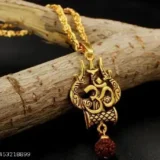 Om trishul damroo rudraksh with gold chain - Image 2